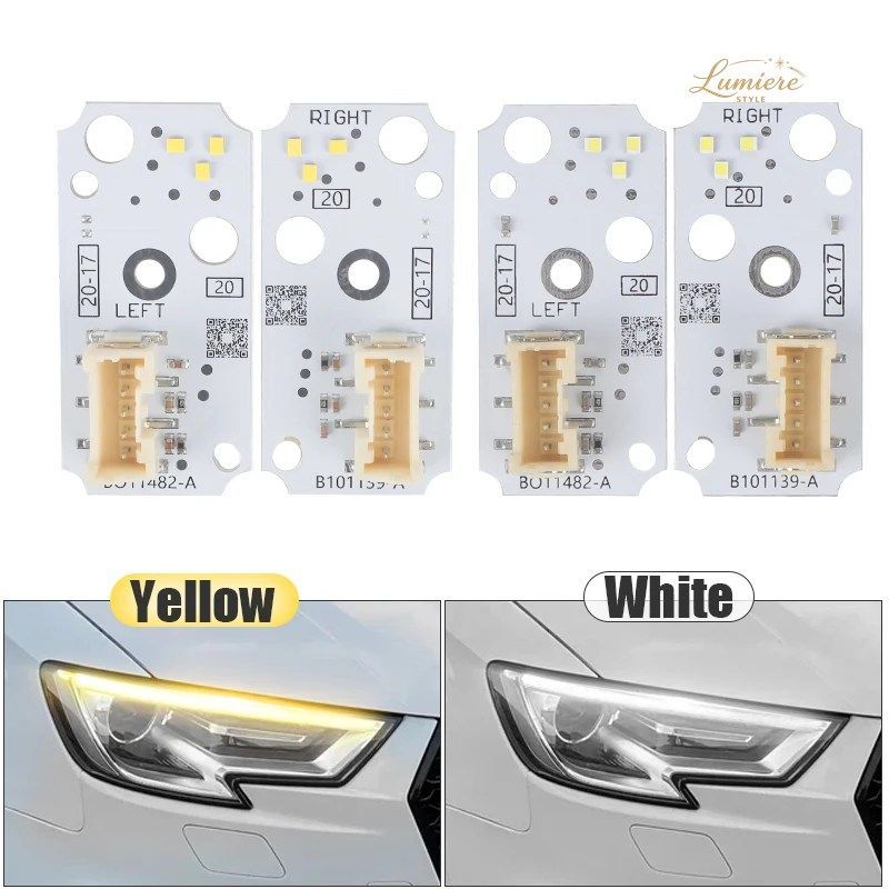 イエロー/ホワイト DRL LED ボード アウディ A3 S3 8V 2016～2020 キセノンヘッドライト LED デイタイムランニングライトボード 8V0998473