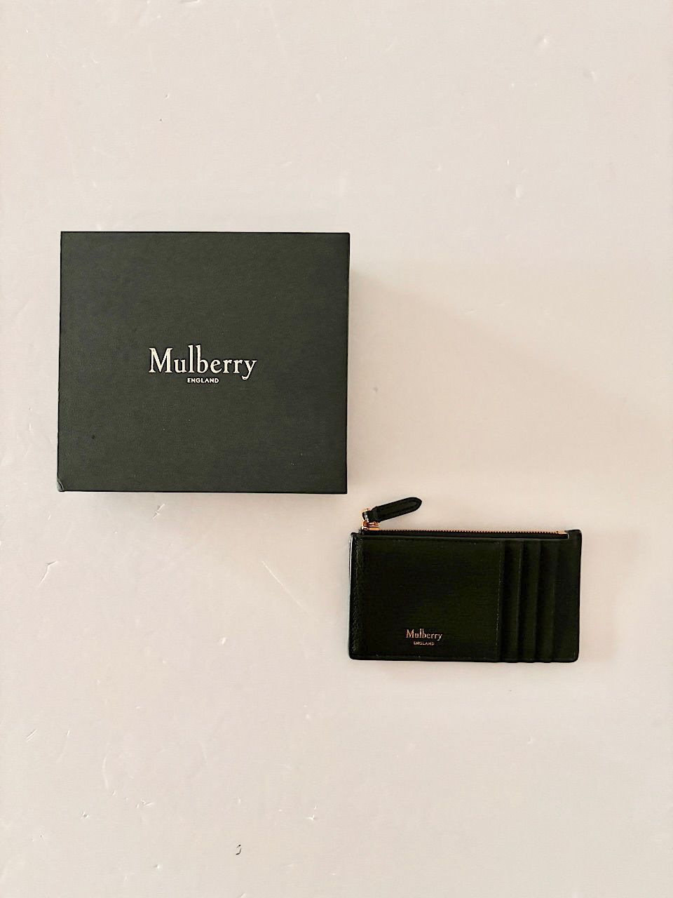 【未使用・箱付】Mulberry マルベリー フラグメントケース コイン＆カードケース 牛革 ブラック
