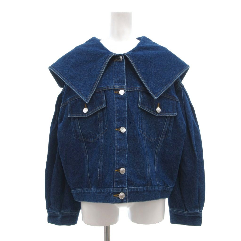 【美品】bow.a デニムジャケット ボウエー ボウ・エー bow.a ビッグカラーデニムジャケット Gジャン ライト