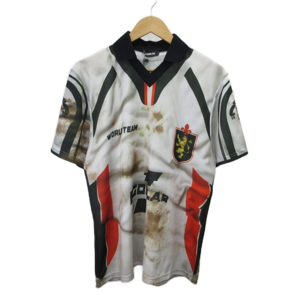 エゴンラボ EGONLAB タグ付き 25SS Tシャツ サッカーユニフォーム S グレー マルチカラー 半袖 転写 Vネック /PP ■GY19 15,675円