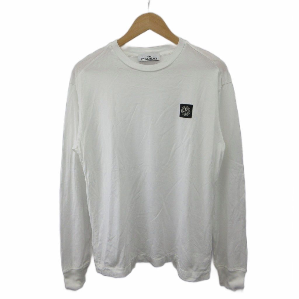 STONE  ストーンアイランド ロンT ホワイト パッチ ストーンアイランド STONE ISLAND Tシャツ M 白 ホワイト ロゴパッチ
