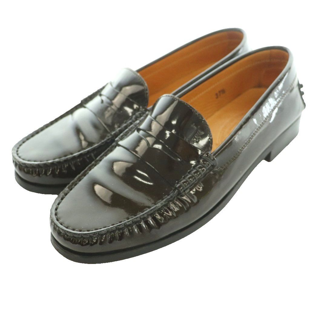 トッズ TOD'S コインローファー ドライビングシューズ エナメルレザー 37.5 茶 ブラウン /SS ■OS ■GY50