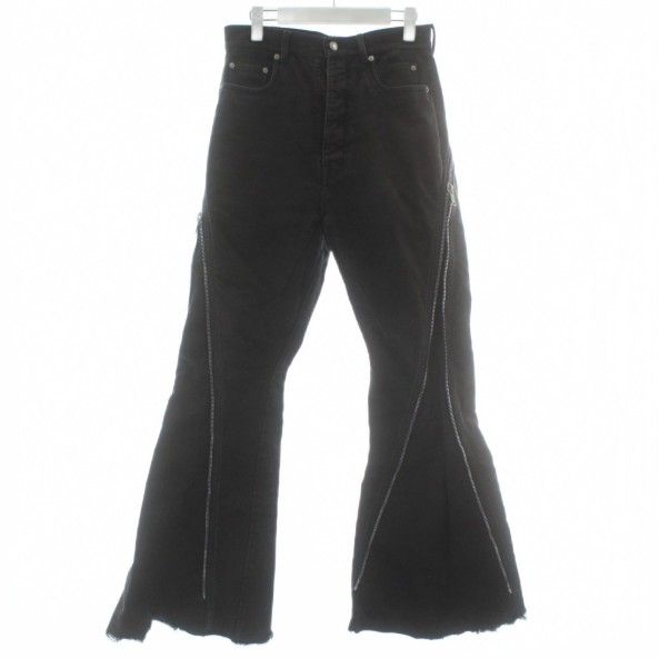 リックオウエンス Rick Owens BOLAN BANANA ボランバナナ デニムパンツ ジーンズ フレア W28 黒 ブラック ボタンフライ ワンカラー RU02C7343-TB /BB ■GY18 ▲H