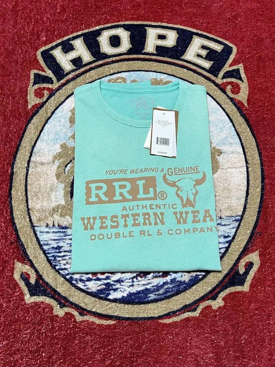 RRL(ダブルアールエル) ウェスタンウェア 半袖 Tシャツ ミント色