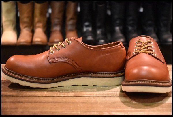 【9D 良品 12年】レッドウィング 8001 オックスフォード 赤茶 オロラセット プレーントゥ ラウンドトゥ ブーツ redwing HOPESMORE【GF320】