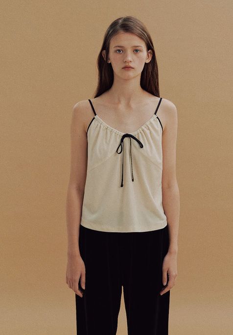 LO61 コニー ツアーベルベット スリーブレス connie velvet top cream