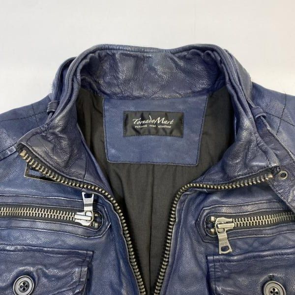 中古】TORNADO MART ゴートレザージャケット(変色あり) ネイビー