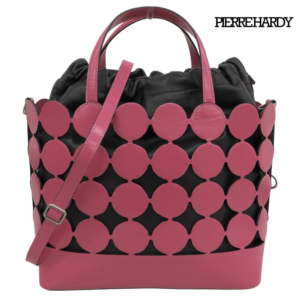 超美品 ピエールアルディ PIERRE HARDY BULLES ビュル パテント レザー 2way ショルダー トート バッグ ミニ ドット ピンク レディース