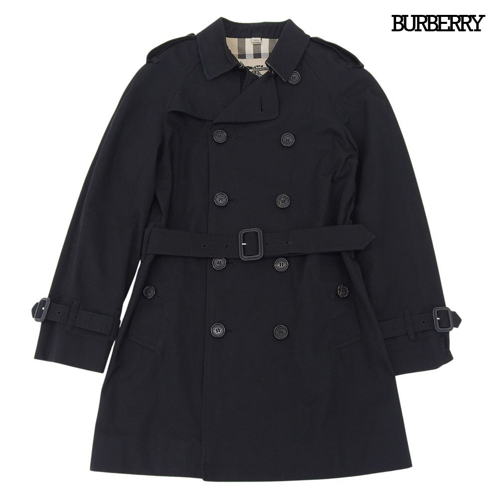 超美品 バーバリー BURBERRY キッズ トレンチコート メガチェック 10Y 140cm 黒 ブラック