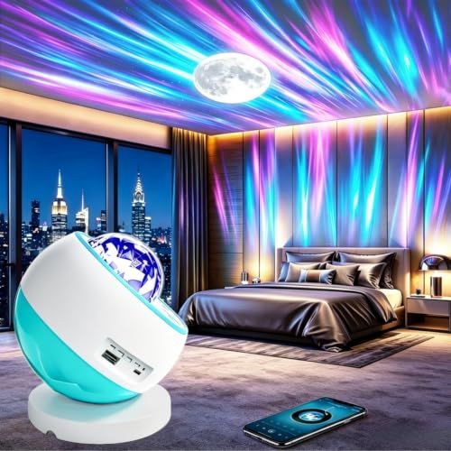 プラネタリウム 家庭用 スタープロジェクター ギャラクシーライト 星空ライト LEDナイトライト 音楽再生をサポート プロジェクター 家庭用 本格的 多色変換 3つのHD投影レンズで構成 室内インテリアライト オーロラライトト 星雲・星座・月 69f43a6f