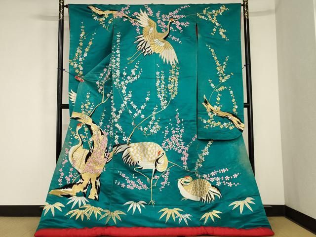 平和屋本店●色打掛　花嫁　婚礼　和装　神社挙式　結婚式　総刺繍　金銀糸　群れ鶴花文　逸品　AABE6747ou
