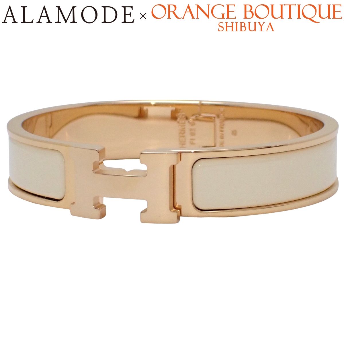 HERMES(エルメス) クリックH PM H700001FO85PM メタル(GP) エナメル バングル アクセサリー ジュエリー Hバングル クリッククラック クレーム ピンクゴールド アイボリー レディース 40802202462【中古】【アラモード】