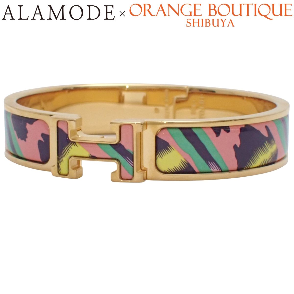 HERMES(エルメス) クリックH PM ルシャカレ メタル(GP) エナメル バングル アクセサリー ジュエリー Hバングル クリッククラック ゴールド金 マルチカラー レディース 40802201033【中古】【アラモード】