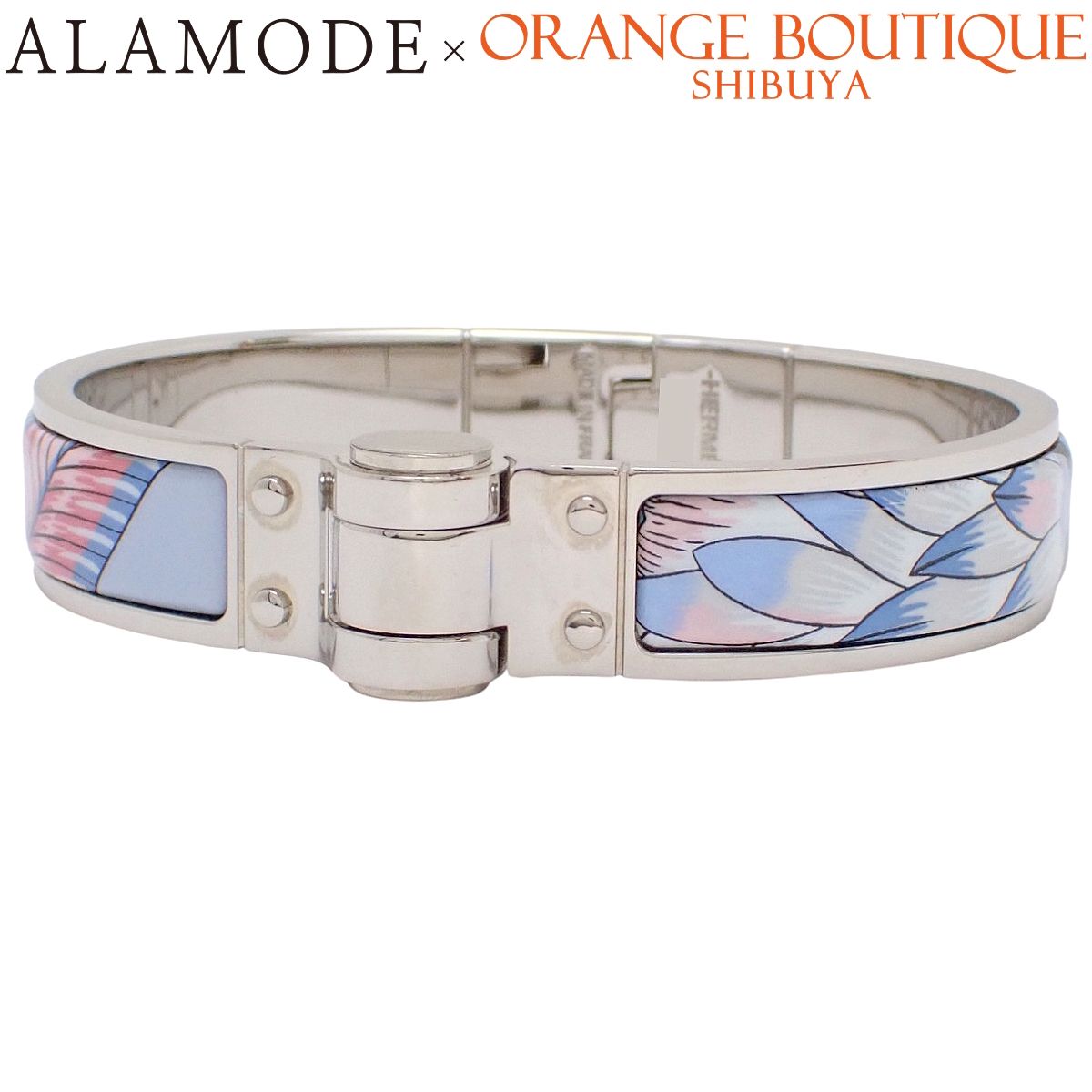 HERMES(エルメス) シャルニエールPM メタル エナメル バングル アクセサリー ジュエリー シルバー銀 ライトブルー水色 レディース 40802201474【中古】【アラモード】