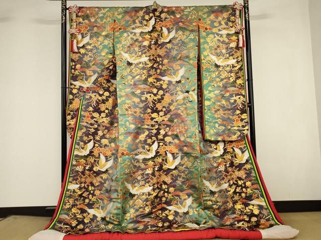 平和屋本店●色打掛　和装　婚礼　花嫁　結婚式　神社挙式　唐織　花鳥文　金糸　十二単風　逸品　AABI6812ou