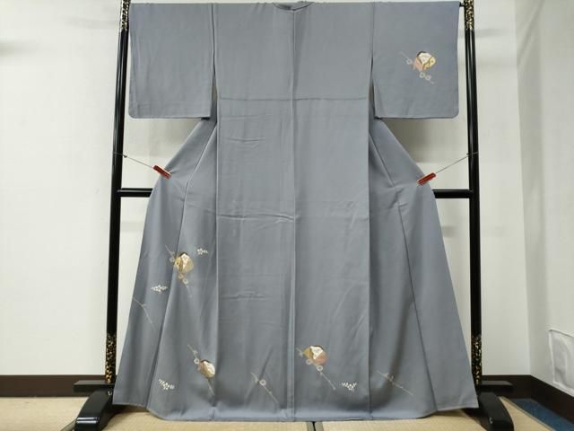 平和屋着物●訪問着　駒刺繍　貝合わせ枝花文　金彩　正絹　逸品　CABG0538yc