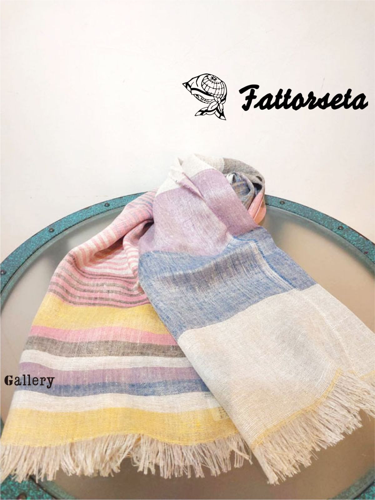 【未使用・新品】【公式正規取扱い】FATTORSETA(ファットルセータ) ストール リネン ボーダー インポート