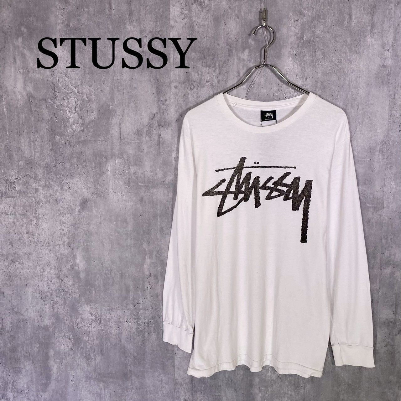 『STUSSY』ステューシー (S) フロントロゴプリントロングTシャツ メンズ