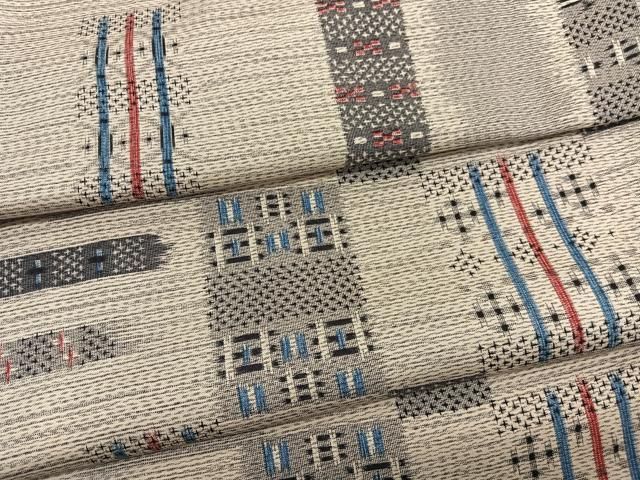 平和屋着物▽上質な紬　単衣　幾何学文様　正絹　逸品　BAAX2553hv