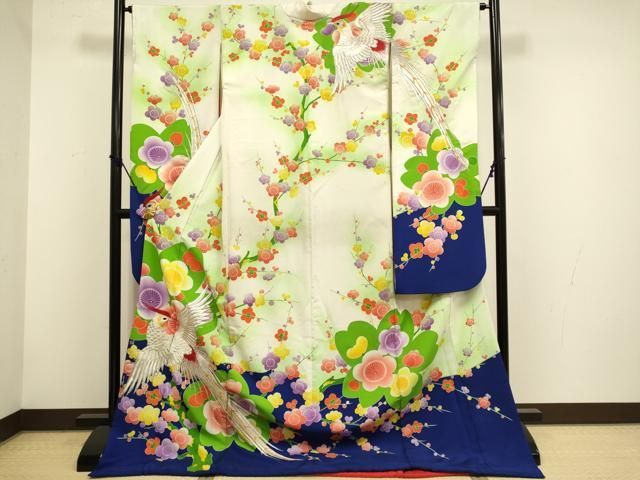 平和屋本店●お引きずり・お引き摺り・引き振袖　和装　結婚式　舞妓　芸妓　芸者　衣装　刺繍　尾長鳥梅文　暈し染め　金銀糸　DABF5994du