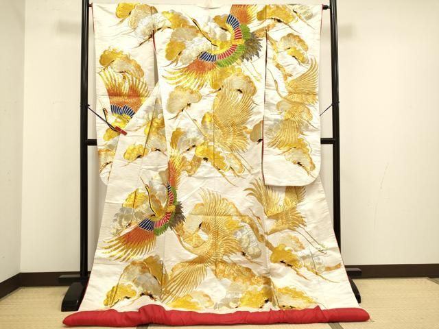 平和屋本店●色打掛　お引きずり　和装　婚礼　結婚式　花嫁　神社挙式　駒刺繍　総刺繍　飛鶴松文　金銀糸　逸品　DABG3608du