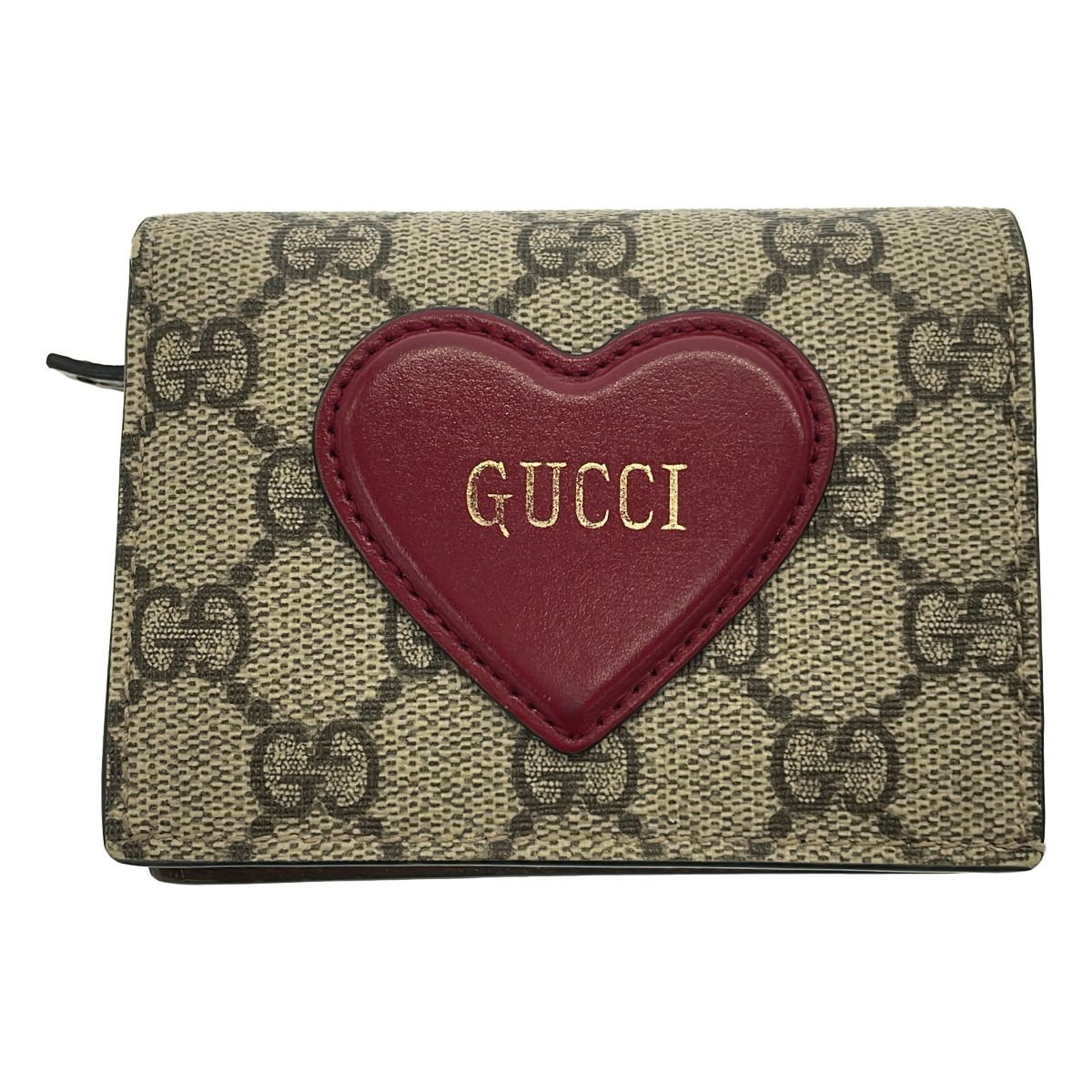 GUCCI グッチ GGスプリーム ハートコンパクトウォレット ベージュ系