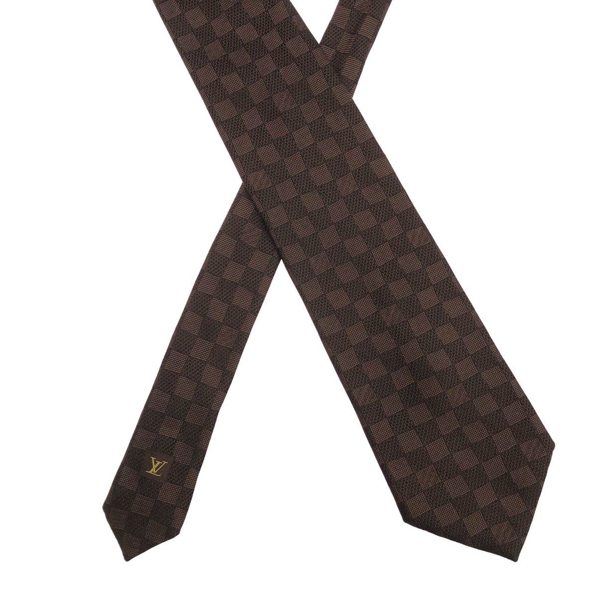 LOUIS VUITTON ルイヴィトン ダミエ シルクネクタイ ブラウン - メルカリ