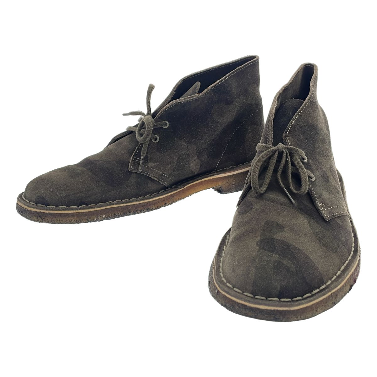 Clarks クラークス カモフラスウェードレザーデザートチャッカブーツ カーキ系 US10