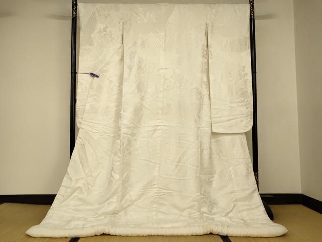 平和屋本店●白打掛　白無垢　和装　婚礼　結婚式　花嫁　神社挙式　唐織　飛鶴松梅文　逸品　AABJ2677fw