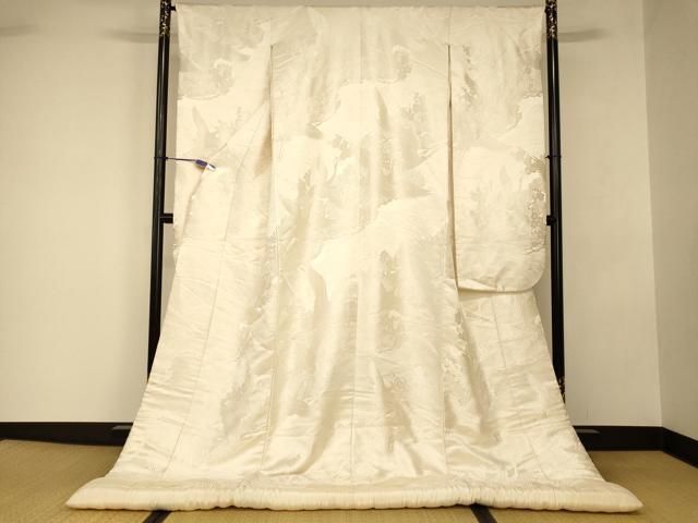 平和屋本店●白打掛　白無垢　和装　婚礼　結婚式　花嫁　神社挙式　唐織　飛鶴松梅文　逸品　AABJ2678fw