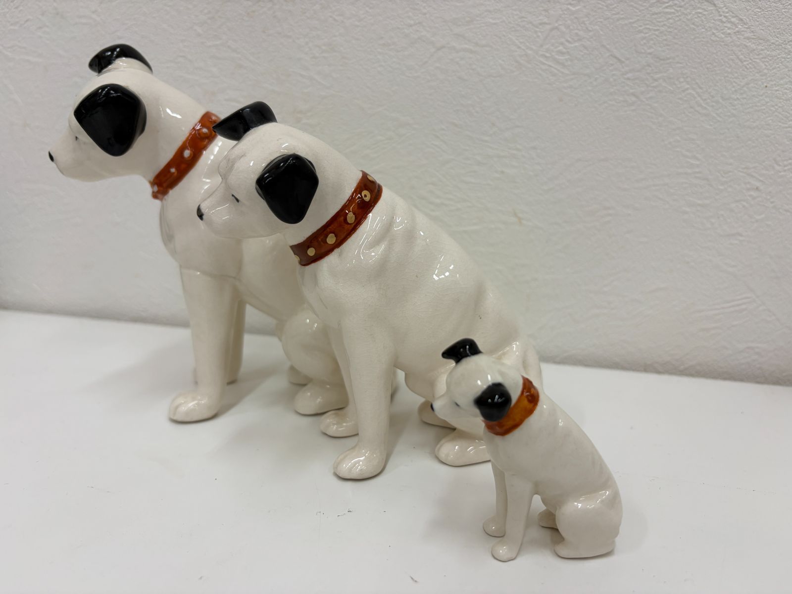 陶器製 ビクター犬 ニッパー君 14cm 12cm 6cm 3サイズ レア セット 