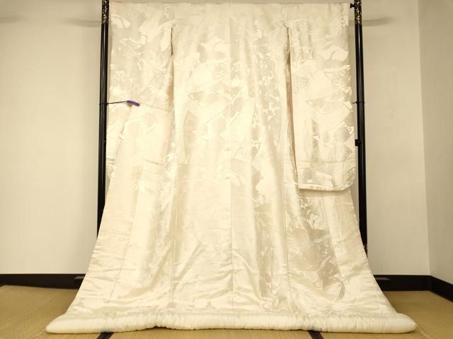 平和屋本店●白打掛　白無垢　和装　婚礼　結婚式　花嫁　神社挙式　唐織　飛鶴束ね熨斗花蝶文　逸品　AABJ2680fw