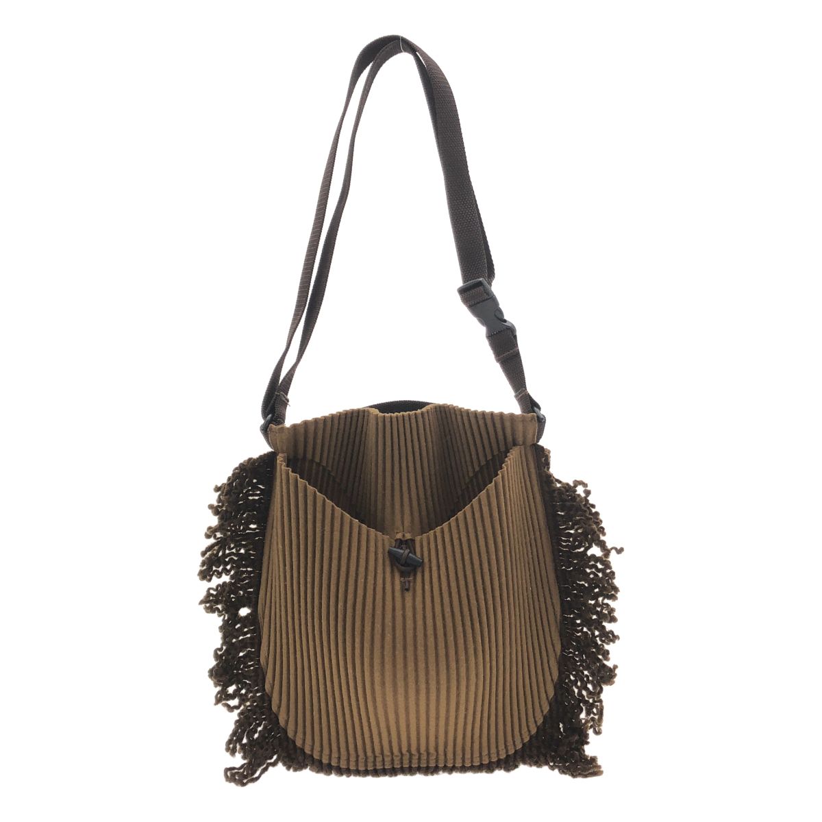 PLEATS PLEASE ISSEY MIYAKE プリーツプリーズ イッセイミヤケ フェルトコーデュロイショルダーバッグ PP98-AG561 ブラウン