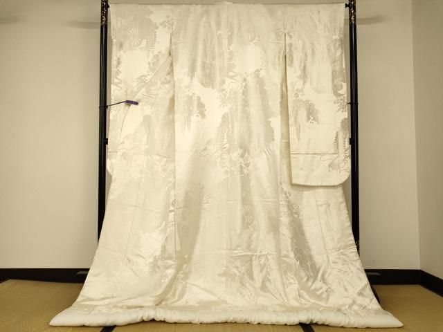 平和屋本店●白打掛　白無垢　和装　婚礼　結婚式　花嫁　神社挙式　唐織　枝花御所車文　逸品　AABJ2683fw