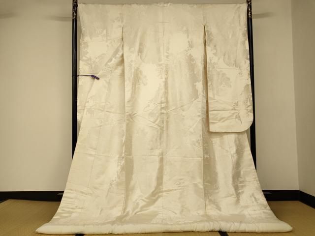 平和屋本店●白打掛　白無垢　和装　婚礼　結婚式　花嫁　神社挙式　唐織　御所車草花文　逸品　AABJ2685fw