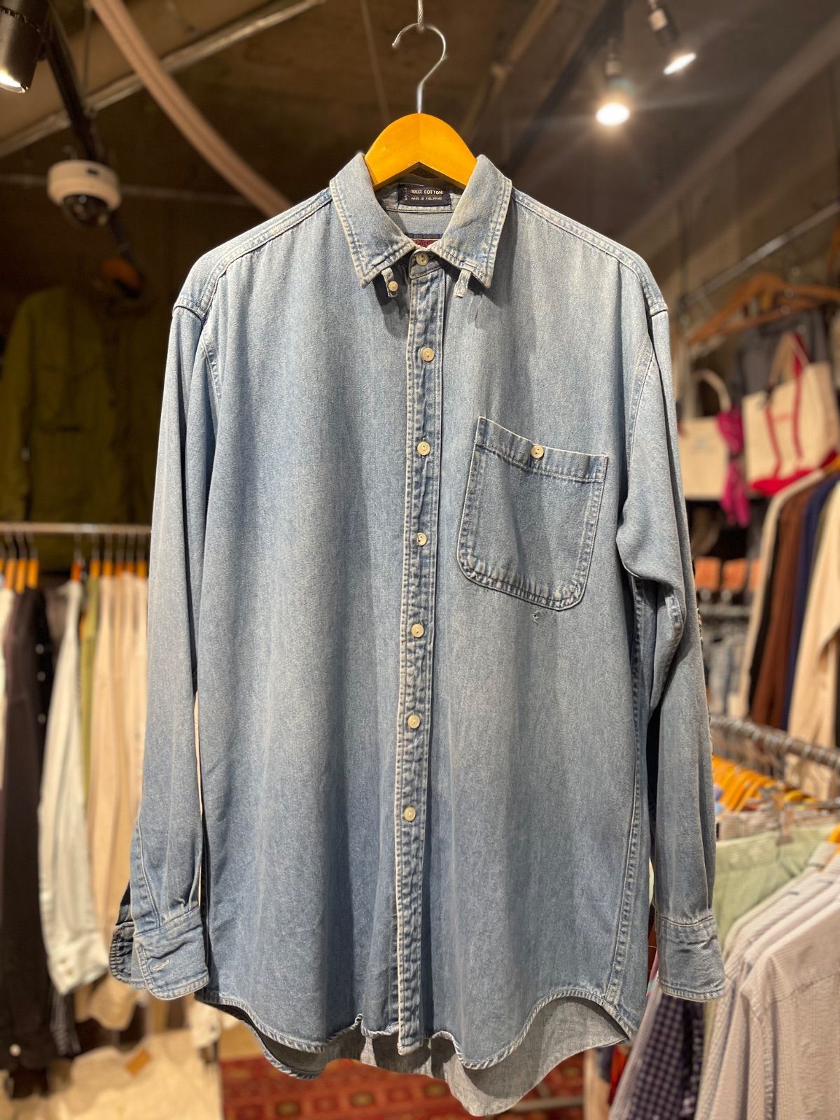 【 80’s~ / CHAPS RALPH LAUREN 】水兵タグ　チャップスラルフローレン　デニムシャツ　Lサイズ