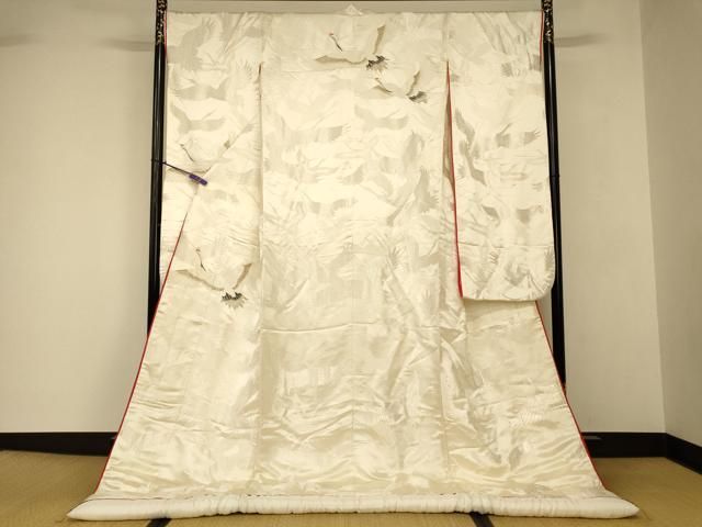 平和屋本店●白打掛　白無垢　和装　婚礼　結婚式　花嫁　神社挙式　唐織　飛鶴文　金銀彩　逸品　AABJ2693fw