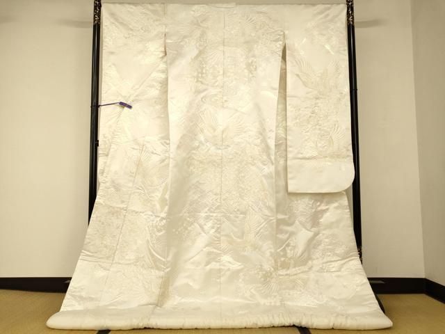 平和屋本店●白打掛　白無垢　和装　婚礼　結婚式　花嫁　神社挙式　総刺繍　飛鶴籬枝花文　金糸　AABJ2702fw