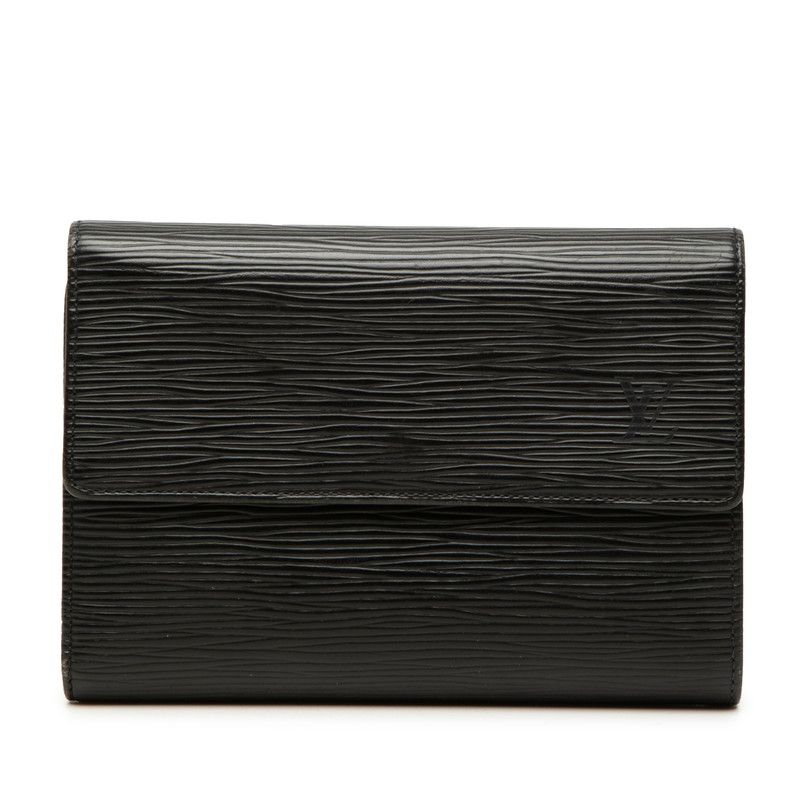 ルイ ヴィトン エピ ポルトトレゾールエテュイパピエ 三つ折り財布 M63712 ブラック レザー レディース LOUIS VUITTON【1-0273635】