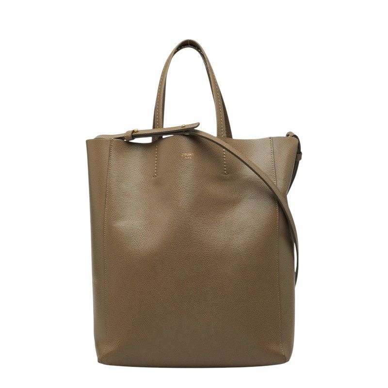 セリーヌ バーティカル カバ スモール ハンドバッグ ショルダーバッグ 2WAY グレージュ レザー レディース CELINE【1-0273705】