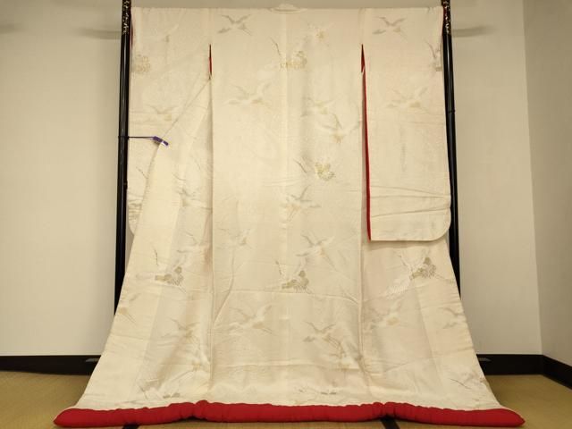 平和屋本店●白打掛　白無垢　和装　婚礼　結婚式　花嫁　神社挙式　唐織　飛鶴更紗花文　金銀糸　逸品　AABJ2715fw