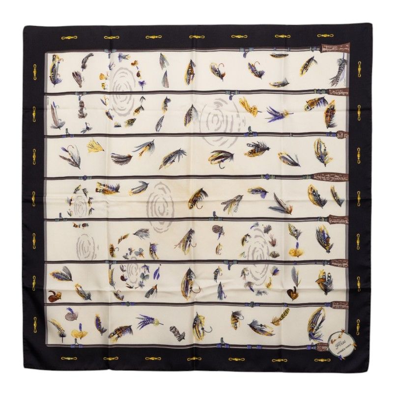 エルメス カレ90 Flies フライ スカーフ 大判 ブラック マルチカラー シルク レディース HERMES【1-0274063】 18,760円