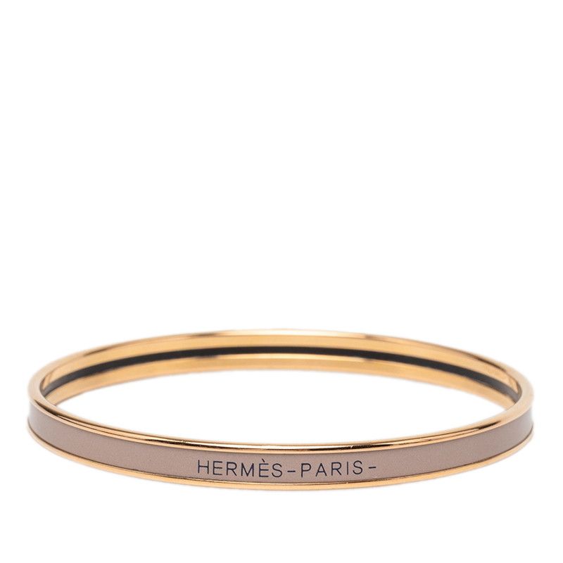 エルメス ユニ XS エナメルブレスレット バングル ベージュ系 ゴールド メッキ レディース HERMES【1-0274205】
