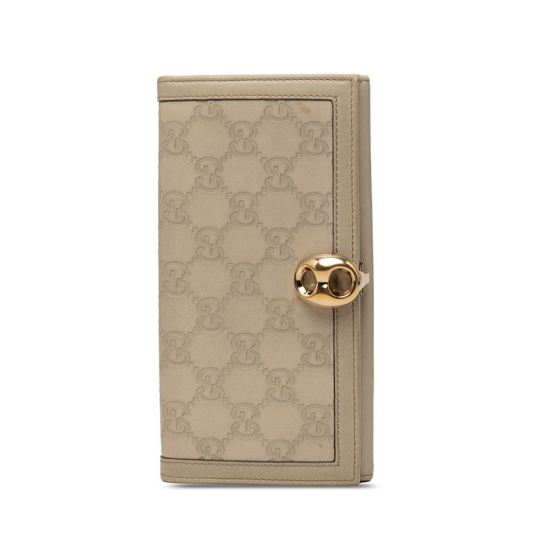 グッチ グッチシマ 長財布 159641 グレー系 レザー レディース GUCCI【1-0274220】