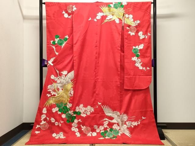 平和屋本店●お引きずり・お引き摺り・引き振袖　和装　結婚式　舞妓　芸妓　芸者　衣装　総刺繍　飛鶴花文　金銀糸　CABI0564gh