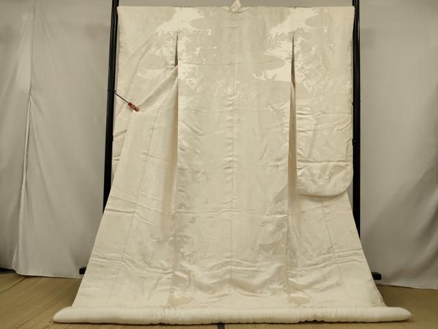 平和屋本店●白打掛　白無垢　和装　婚礼　結婚式　花嫁　神社挙式　唐織　飛鶴花文　逸品　AABJ8241ou