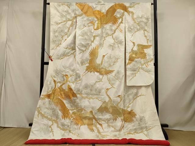 平和屋本店●色打掛　和装　婚礼　結婚式　花嫁　神社挙式　総刺繍　群れ鶴松文　金銀糸　逸品　AABJ8246ou