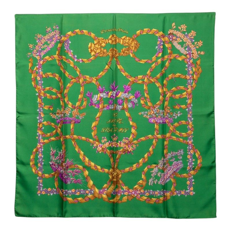 エルメス カレ90 LE SACRE DU PRINTEMPS 春の祭典 スカーフ グリーン シルク レディース HERMES【1-0275014】