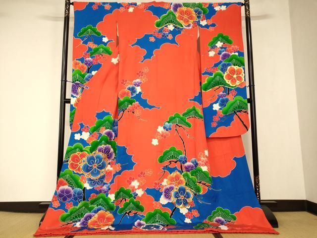 平和屋本店●お引きずり・お引き摺り・引き振袖　和装　結婚式　舞妓　芸妓　芸者　衣装　駒刺繍　雲取り松竹梅文　AABJ2726fw