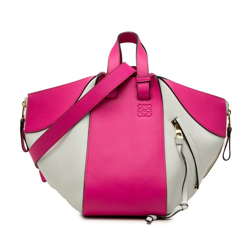 ロエベ アナグラム ハンモック スモール ショルダーバッグ ２WAY ハンドバッグ ピンク ホワイト レザー レディース LOEWE【230-75631】